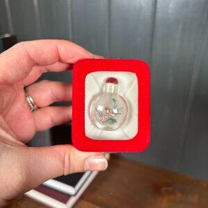 Vintage Chinese Snuff Bottle Reverse Painted Bird and Floral Motif Glass Bottle